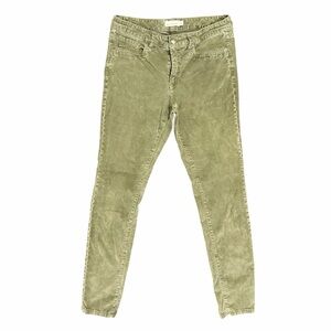 L.L. Bean Signature | Women’s Olive Green Corduroy Skinny Leg Ankle Pants Size 6